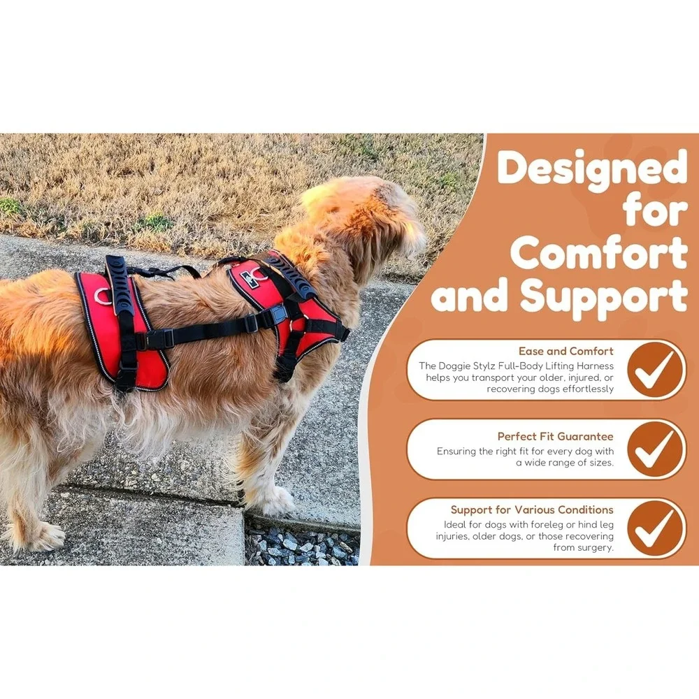 Doggie Stylz Dog Lifting Harness Vest Front Rear Full Body Support Adjustable XL